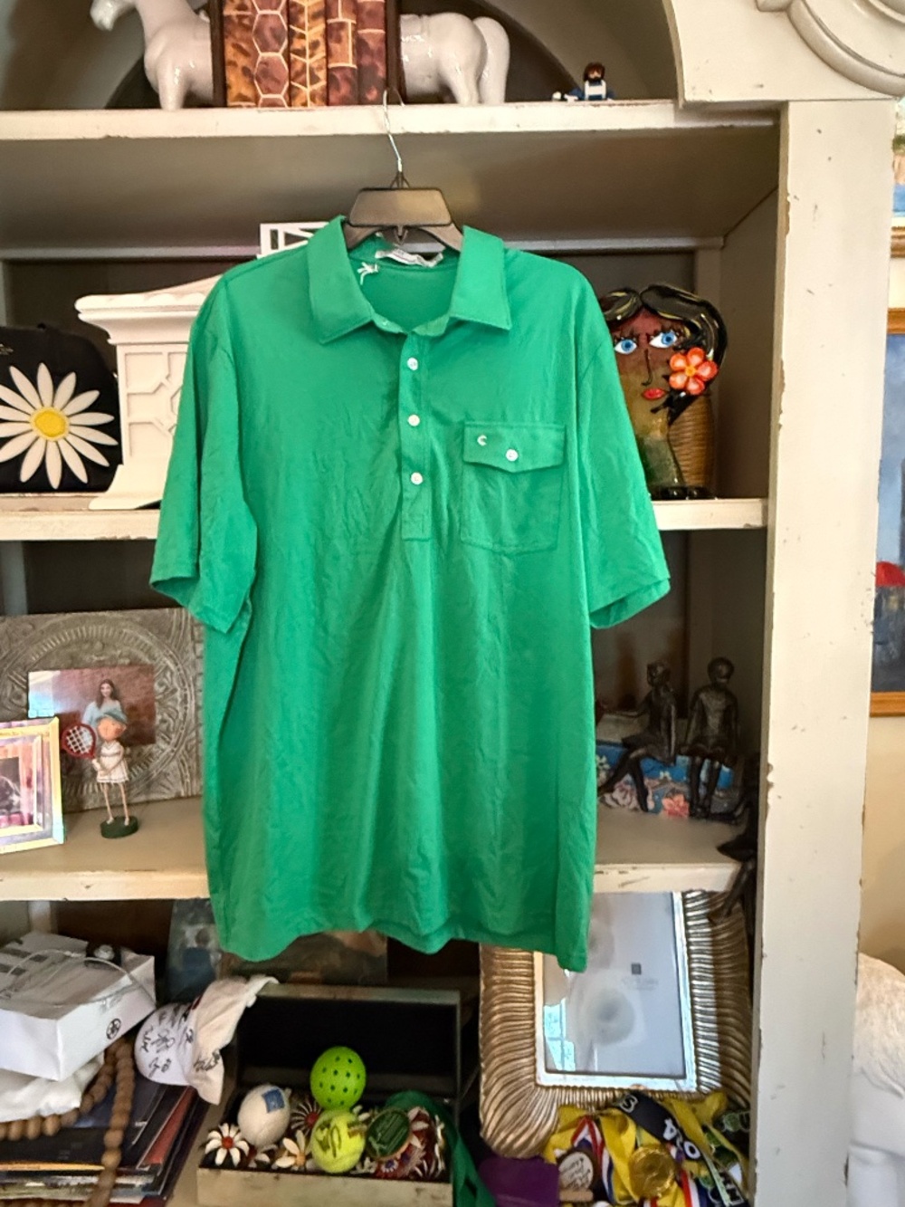 Criquet men's XL green polo shirt front pocket nwot